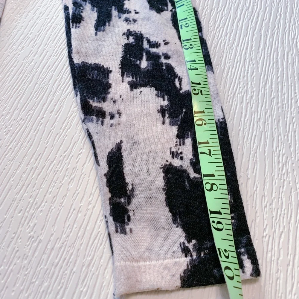 Nic+Zoe Castaway Open Front Cardigan Sweater Duster Abstract Black White XS
